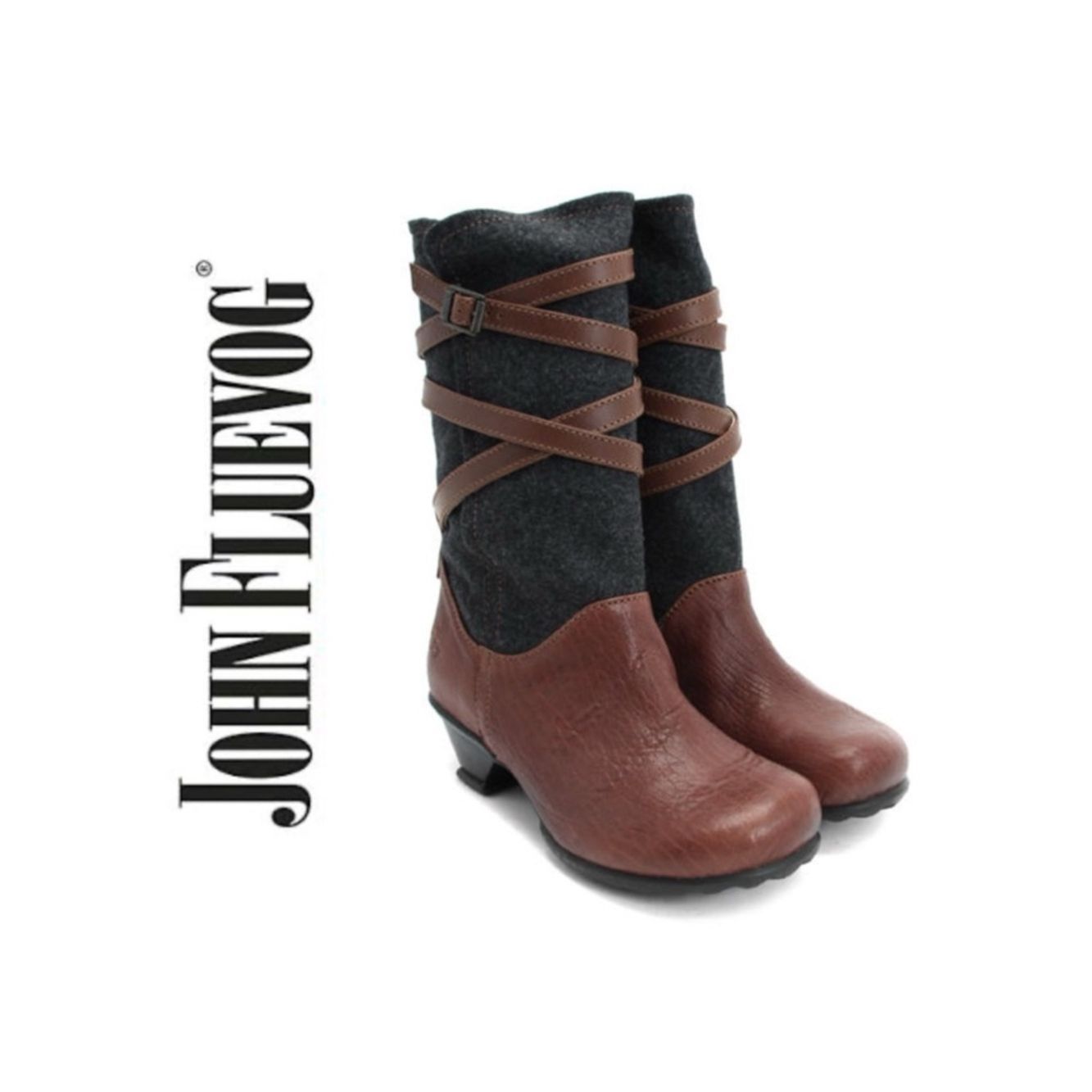 John Fluevog Hopes Reverie Leather & Felt Boots | Vintage Unique Artisan Design